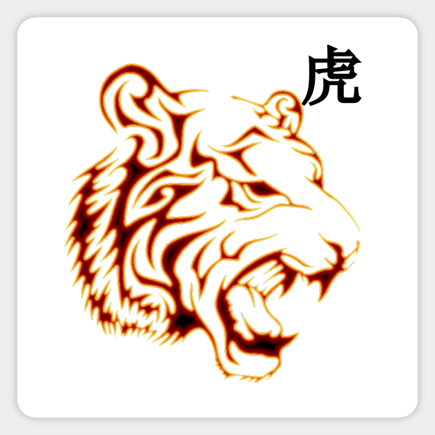 19861987, Fire Tiger Chinese Zodiac Fire Tiger Sticker TeePublic